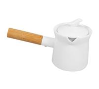 ERINGOGO Mini Ceramic Milk Pan with Wooden Handle Multipurpose Saucepan for Butter Warming Milk Heating and Sauce Cooking High-Temperature Resistant Pot for Kitchen and Restaurant Use