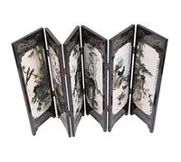 ERINGOGO Mini Desktop Decorative Screen Panel Antique Style Folding Divider Model for Home Office Decor Chinese Vintage Lacquer Ornament Micro Room Accent Asian Inspired Design