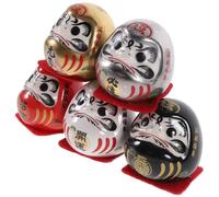 ERINGOGO Mini Japanese Ceramic Dharma Statue Gold Electroplated Figurines for Home Office Car Decor Elegant Lucky Ornament with Fine Craftsmanship and Smooth Surface