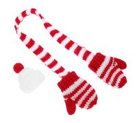 ERINGOGO Mini Knit Scarf and Gloves Set for Dolls Red and White Doll Clothes Accessory Christmas Party Supplies Miniature Knitwear and Craft Decorations