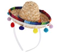 ERINGOGO Mini Mexican Sombrero Headband for Lightweight Comfortable Party Accessory with Ball Fringe Friendly for Birthday Cinco De Mayo Luau and Fiesta Celebrations