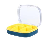 ERINGOGO Mini Portable Medicine Pill Box with 6 Compartments, Sealed Travel Pill Organizer for Daily Vitamin Storage, Dark Navy Compact Pocket Dispenser for On-The-go Use