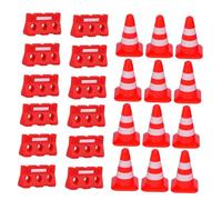 ERINGOGO Mini Roadblock with Red Road Cones and Barricades for Educational Traffic Safety Cognitive Learning and Outdoor Play