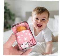 ERINGOGO Mini Stuffed Bear in Tin Box Brown Pocket Plush with Pink and Card Cute Bear Doll Ornament for Decor and Gift