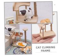 ERINGOGO Mini Wooden Cat Climbing Frame Model Small Furniture Ornament for Dollhouse Decor Sturdy Smooth Surface DIY Miniature Cat Tower