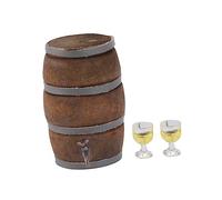 ERINGOGO Mini Wooden Red Wine Barrel Set of 4 Vintage Dollhouse Decor for Adults Realistic Miniature Beer Cask with Faucet for Home Bar or Craft Projects