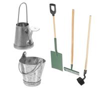 ERINGOGO Miniature Dollhouse Garden Tools Sturdy Wooden and Metal Tiny Gardening Tools Portable Mini Scene Ornaments for Dollhouse Landscaping and Pretend Play
