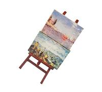 ERINGOGO Miniature Easel Set with Finished Paintings for Dollhouse Decor Photography Props and Home Decoration for Play and House Landscapes
