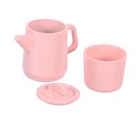 ERINGOGO Miniature Tea Set with Tiny Coffee Cups and Teapot for Dollhouse and Kitchen Portable Tea Party Accessories Detailed Model for Photography and Decor Fresh Creamy Pink Design