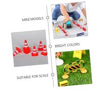 ERINGOGO Miniature Traffic Warning Signs for Early Education Including Red Cones Orange Barricades Yellow Crash Barrels Material Roadblocks for Outdoor Role Play and Learning