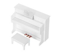 ERINGOGO Miniature Upright Piano with Stool for Dollhouse Furniture Realistic White Simulation Model for Mini House Decor and DIY Scene Prop Accessory