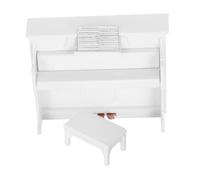 ERINGOGO Miniature Upright Piano with Stool for Dollhouse Lifelike Mini Home Decor Furniture Smooth Surface Micro Model Supplies for DIY and Scene Props White Finish