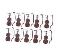 ERINGOGO Miniature Violin Decor for Home Office 10-Piece Set of Realistic Decorative Violin Models Bow Stand Support DIY Craft for Music Lovers and Collectors