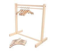 ERINGOGO Miniature Wooden Doll Clothes Rack with Hangers Sturdy Construction for Organizing and Displaying Princess Dresses Lightweight Portable Dollhouse Accessory for Multiple Doll