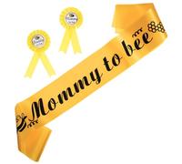 ERINGOGO Mommy to Be Sash and Daddy Corsage Set for Baby Shower Party, Yellow Pregnancy Badge Belt with Pin, Maternity Celebration Decoration Gift for Expectant Parents