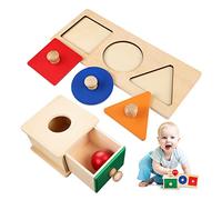 ERINGOGO Montessori for Ball Drop Object Permanence Box with Square and Three Color Geometric Inlay Sensory Educational Play Toolbox for Early Development