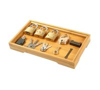 ERINGOGO Montessori Lock with Copper Lock and Bamboo Tray Learning for Spatial Skills Development Safe High-grade Material Educational Plaything for Boys and Ages