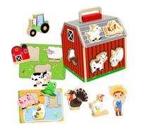 ERINGOGO Montessori Wooden Barn Puzzle for Educational Assembly Kit for Cognitive Development Fine Motor Skills Spatial Awareness Sustainable Wood Building Blocks for Group Play and