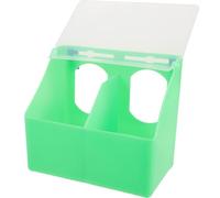 ERINGOGO Multi-Compartment Dual-Hole Pigeon Feeder Lid, Green Parrot and Cockatiel Cage Food and Water Container for Bird Cages, Suitable for Outdoor and Indoor Use