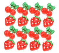 ERINGOGO Nail Art Charm Nail Art Strawberry Slices 60Pcs Resin Fruit Slices Decoration Craftsman Hand Tools Flat Back Cabochons Women Girls Manicure Design