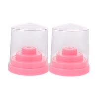 ERINGOGO Nail Drill Bit Storage Box 48 Holes Nail Polishing Head Stand Organizer Case for Manicure Salon Use 2pcs Pink