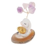 ERINGOGO Natural Amethyst Rabbit Statue Figurine with Miniature Bunny Ornament for Garden Desktop Easter Decoration