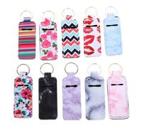 ERINGOGO Neoprene Lip Balm Holder Keychain 10Pcs Clip-On Lipstick Cases with Keyring, Suitable for Travel and Outdoor Activities, for Women