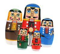 ERINGOGO Nutcracker Nesting Dolls Hand Painted Wooden Matryoshka Educational for Early Learning and Space Recognition Home Decor Gift