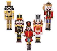 ERINGOGO Nutcracker Soldier with Delicate Pattern Iron on Patches 5pcs Polyester Material, Wear-Resistant for DIY Decoration Multi-Function Hat and Cushion Embellishments