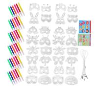 ERINGOGO Paintable Plain Animal Masks for Paper Half Face Masks with Color Pens Non-toxic DIY Craft for Halloween Masquerade Birthday Cosplay and Dance Party Favors
