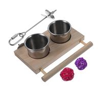 ERINGOGO Parrot Food Holder with Stainless Steel Cage Mount Large Capacity Bird Feeding Cup and Fruit Fork Includes Fun Vine Ball for Cockatiels Rabbits and Pets Stable Random Color