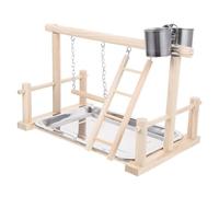 ERINGOGO Parrot Standing Rack with Wooden Swing and Climbing Ladder for Birds Includes Feeder Cups Durable Training Playstand for Cockatiels Conures Lovebirds Exercise and Nail Care