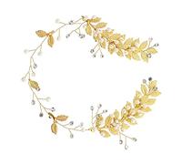 ERINGOGO Pearl Tiara Bride Wedding Headband Gold Vine Bridal Headdress Hair Decor for Wedding Party
