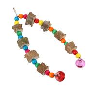 ERINGOGO Pet Bird Chew Bite Hanging Parrot Pendant with Bells and Beads Wooden Chewing Fun for Caged Birds Stress Relief and Mental Stimulation for Budgies Cockatiels Conures and Macaws