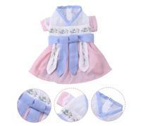 ERINGOGO Pet Costume Chinese Style Skirt for Cats and Dogs Lightweight Dress with Peach Pink and Blue Ribbon Comfortable Snug Fit for Pets