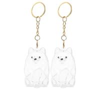 ERINGOGO Pet Hair Keepsake Box Dog Hair Storage Keychain, Plastic Memorial Pendant with Openable Charm, 2pcs Smiling Pomeranian Design for Pet Loss Remembrance