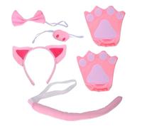 ERINGOGO Pig Cosplay Props with Soft Pig Ears Headband Nose Tail Bow Tie Gloves for Halloween Christmas Parties and Role Play Comfortable and Animal Costume Accessories for All Ages