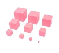 ERINGOGO Pink Tower Montessori Toy for Kids Baby Dimensional Wooden Stacking Educational Learning Set 10pcs Preschool Early Development Teaching Aid