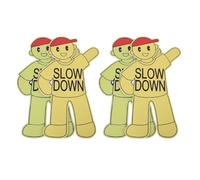 ERINGOGO Playing Slow down Sign Set of 2 - Miniature Safety Warning Markers with Character Shape for Kindergarten, Parks, and Streets - Sturdy Road Caution Signs for Yard and Community