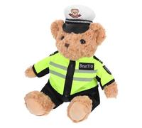 ERINGOGO Police Bear Plush 25Cm Soft Stuffed Animal in Green Uniform for and Babies, Realistic Cuddly Bear Doll for Boys and Nursery Decor
