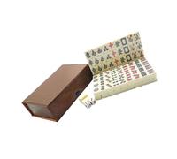 ERINGOGO Portable Chinese Mahjong Game Kit with Dice Mini Solid Carved Tiles Travel Friendly for Home Camping Party Entertainment and Outdoor Fun