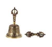 ERINGOGO Portable Copper Handbell with Vajra for Meditation and Prayer Buddhist Bell for Ancestral Hall and Outdoor Use Crisp Sound Unique Carved Design