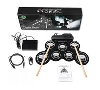 ERINGOGO Portable Electronic Drum Set for Adults with Silicone Pads and Built-in Metronome, Easy to Use Quiet Digital Roll-up Drum Kit for Practice and Home Use