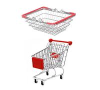 ERINGOGO Portable Pretend Play Shopping Cart and Grocery Basket Sturdy Stainless Steel Food Basket for Creative Role Play and Imaginative Supermarket Games and Drop Resistant for Boys
