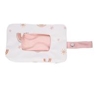 ERINGOGO Portable Wipes Dispenser Bag with Hanging Strap, Cotton-Blend Wet Tissue Storage Pouch for Travel and Crib Use, Refillable Wet Wipe Holder in Rainbow Pink