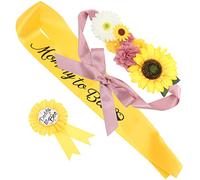 ERINGOGO Pregnancy Sash and Corsage with Flower Design Maternity Waist Belt and Badge Elegant Shower Decoration for Gender Reveal and Photo Props