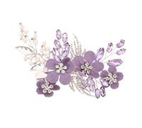 ERINGOGO Purple Rhinestone Bridal Hairpin with Faux Pearl Elegant Flower Clip for Wedding Bridesmaids Secure Comfortable Fit Sparkling Crystal Accent for Romantic Bridal Hairstyles