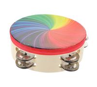 ERINGOGO Rainbow Double Row Jingle Tambourine Handheld Percussion Instrument for Music Rhythm Training Party Props with Vibrant Rainbow Colors