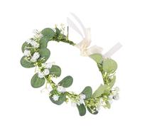 ERINGOGO Realistic Faux Baby's Breath Wreath Crown Headband Hair Accessory with Adjustable Ribbon Design Comfortable Cloth Material for Girls Bridal Photography Props at Seaside Party