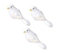 ERINGOGO Realistic White Bird Figurines 3pcs Set Plastic Simulated Bird Ornaments Decorative Props for Garden Home Display